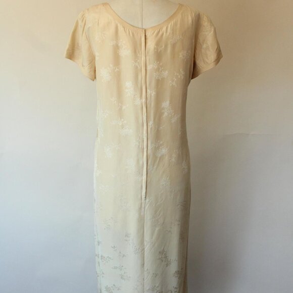 Vintage 1960s Dress with Pocket, Volup Size Calabash House Ivory Silk Damask - Picture 10 of 10